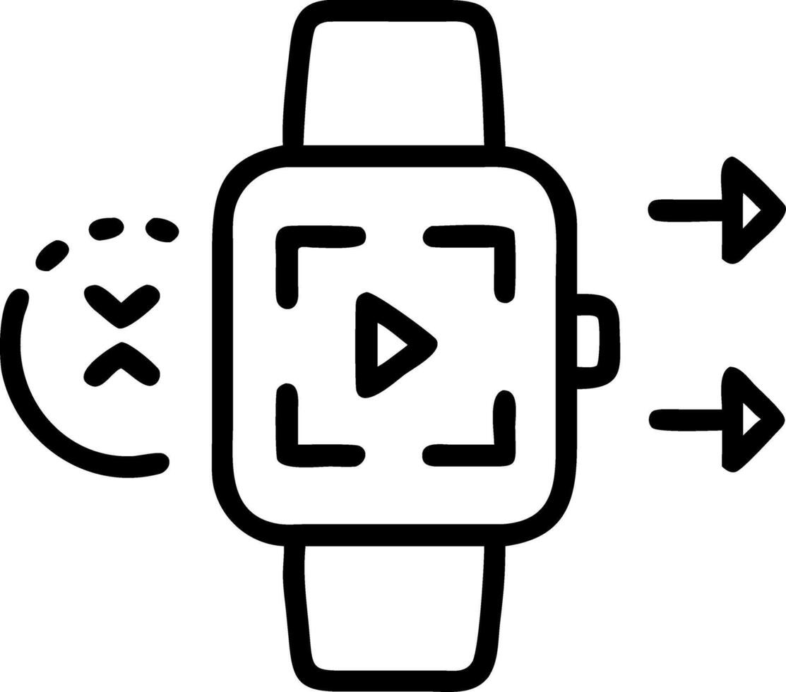 Smartwatch on white background showing holographic decision making and planning icons vector