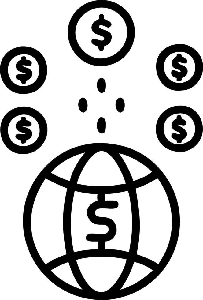 Soft abstract of a globe emitting currency symbols with bokeh lights vector