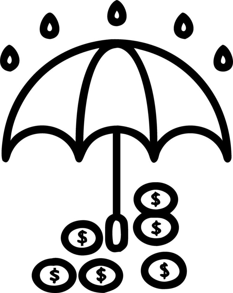 Soft abstract of coins raining over an open umbrella with bokeh effect vector