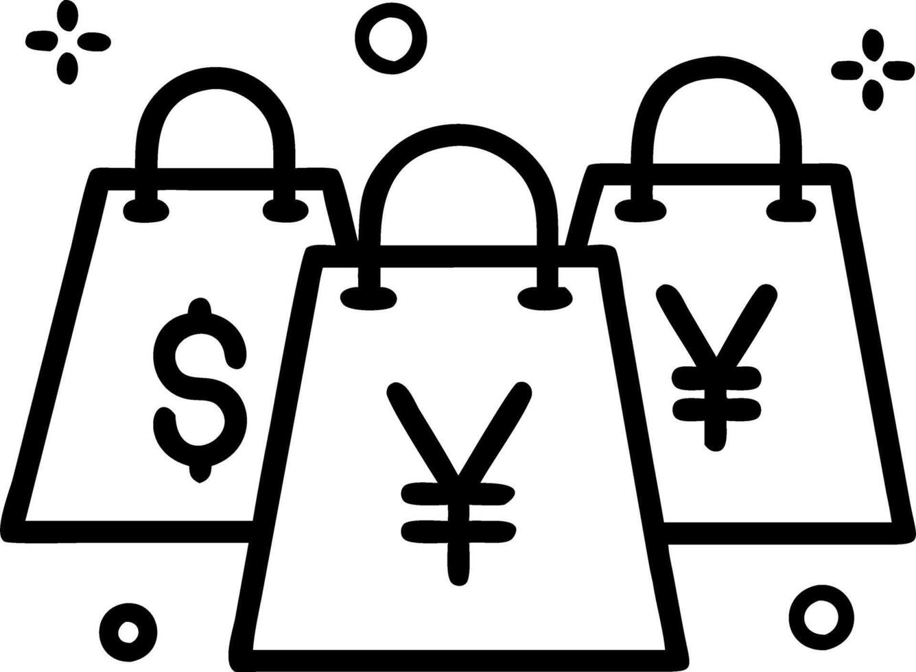 Soft abstract of shopping bags with currency symbols bokeh background vector