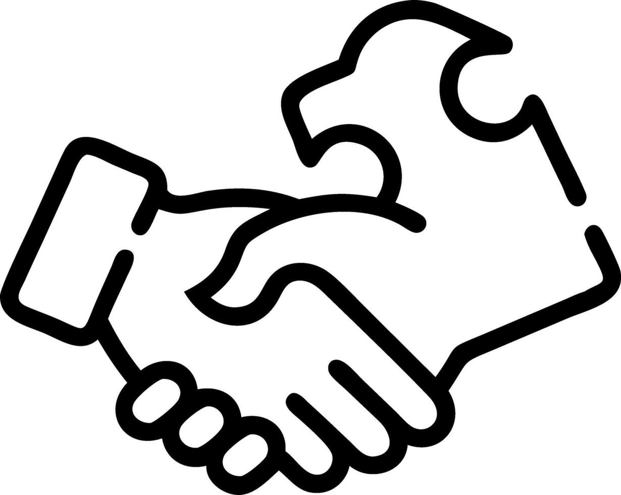 graphic of a puzzle piece with a handshake symbolizing strategic partnerships vector