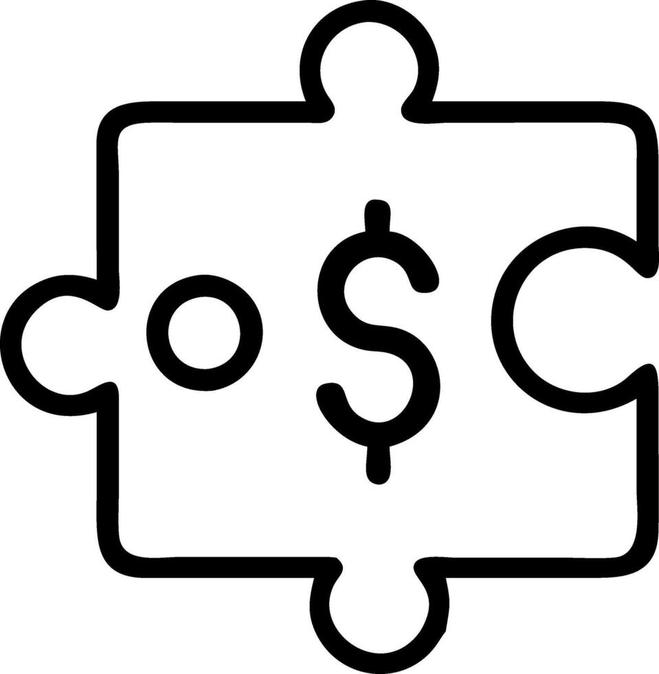 icon of a puzzle piece with a dollar sign representing financial solutions vector