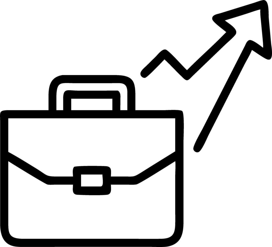 illustration of a briefcase with a rising arrow representing business growth vector