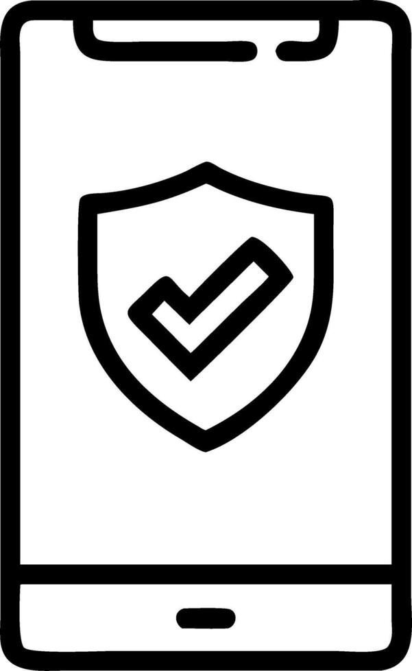 icon of a smartphone with a shield representing secure mobile payments vector