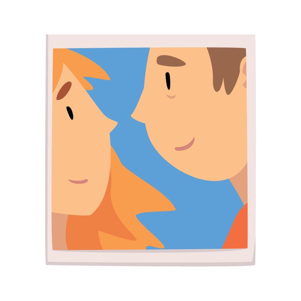 Portrait of Happy Couple in Love, Photo of Man and Woman Looking at Each Other Illustration vector