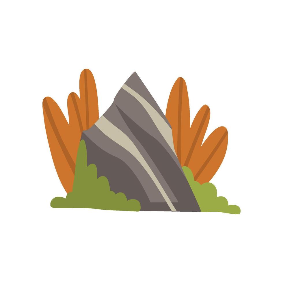 Granite Stone with Grass, Natural Landscape Design Element Illustration vector