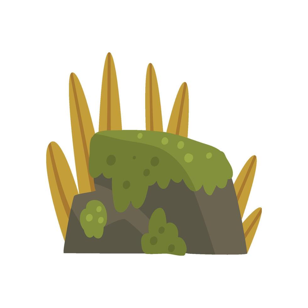 Rock Stones with Moss, Forest, Mountain Natural Landscape Design Element Illustration vector