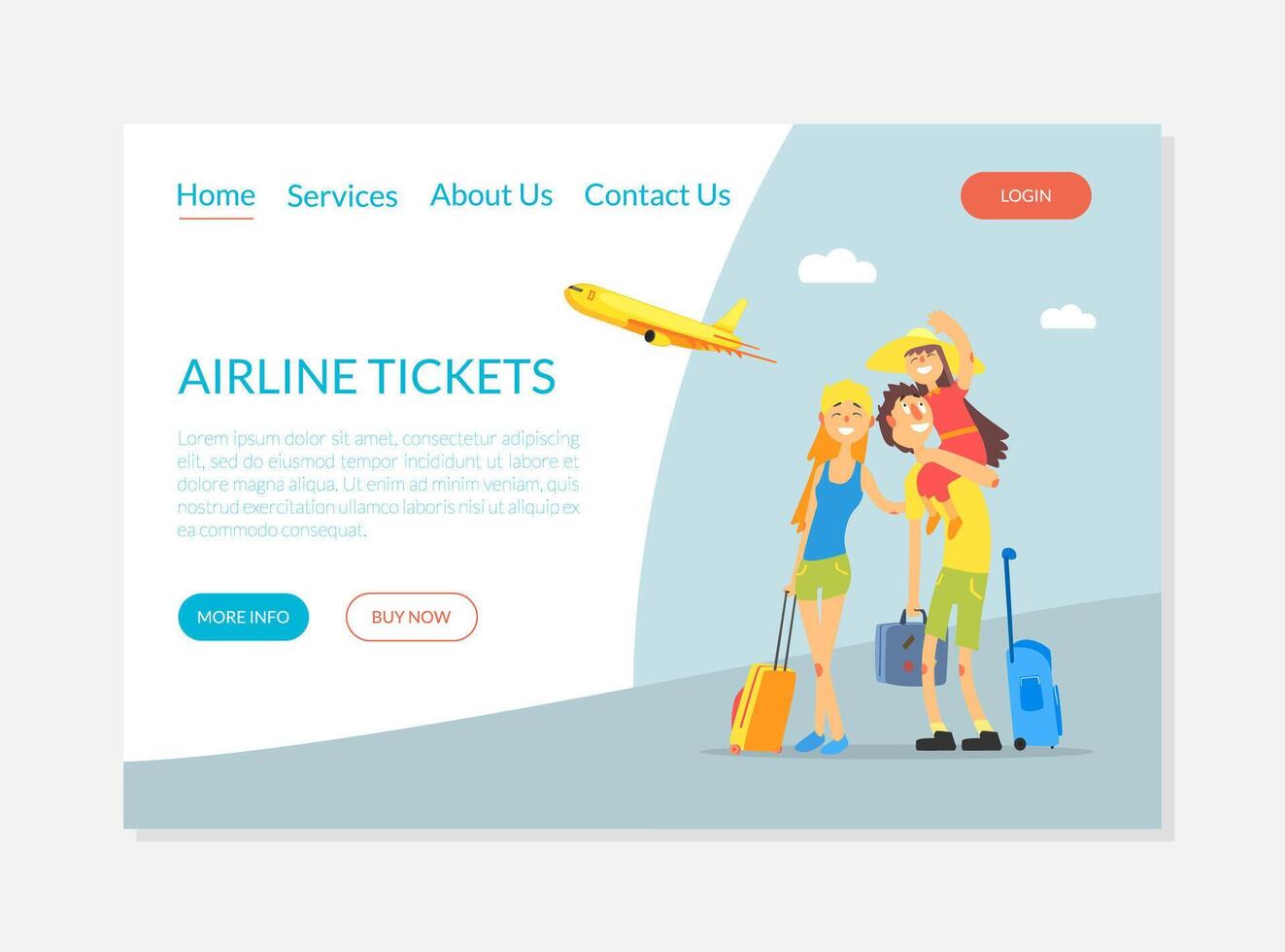 Airline Tickets Service, Flight Tickets Booking Banner, Landing Page Template Illustration vector