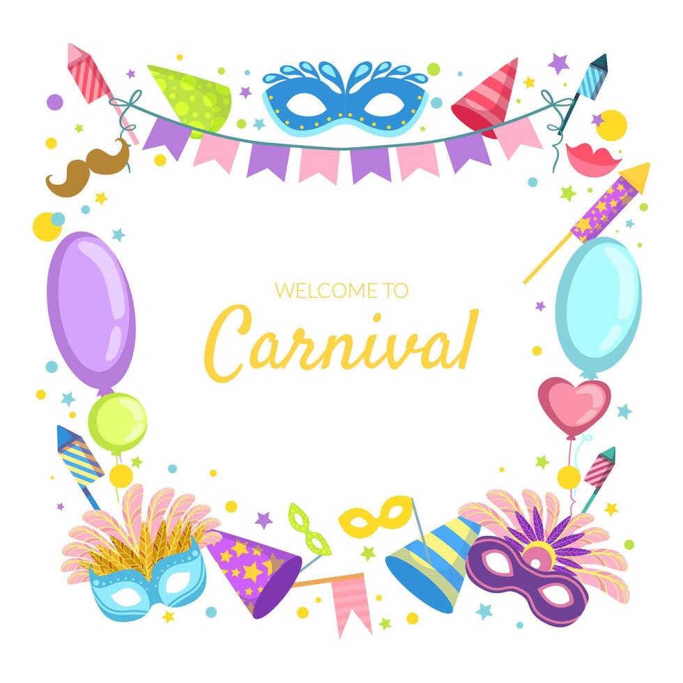 Welcome to Carnival Banner Template, Celebration Festive Illustration vector
