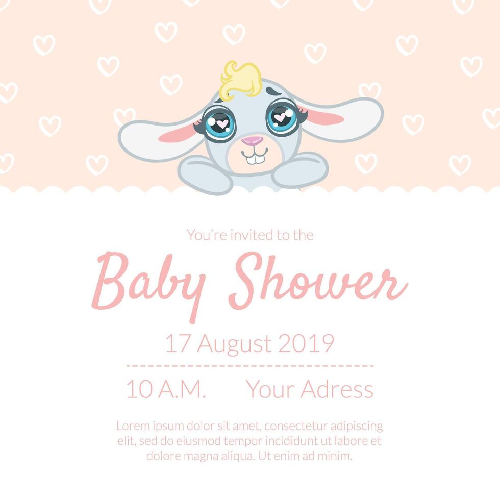 Cute Baby Shower Invitation Card Template with Place for Text Illustration vector