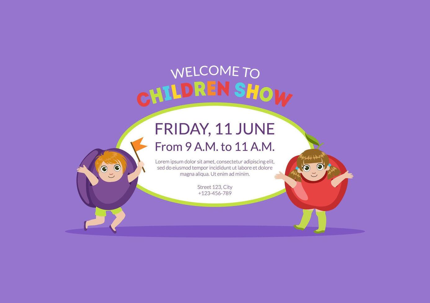 Welcome Children Show Banner, Flyer or Invitation Card Template with Place for Text Illustration vector