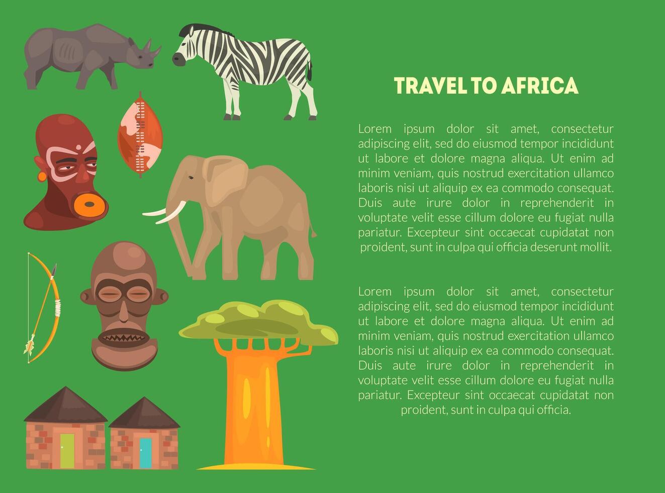 Travel to Africa Banner Template with Advertising Text, Article or Information Text about African Continent Illustration vector
