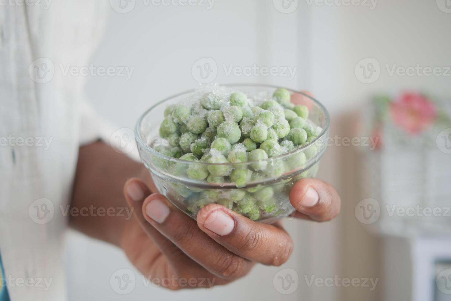 Frozen Green Peas in a bowl photo