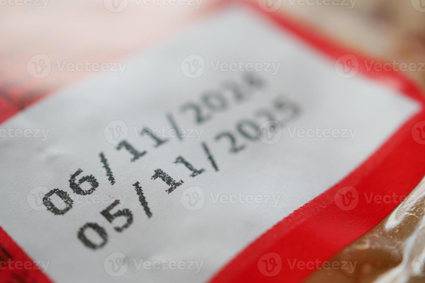 Closeup of expiry date on a packet photo