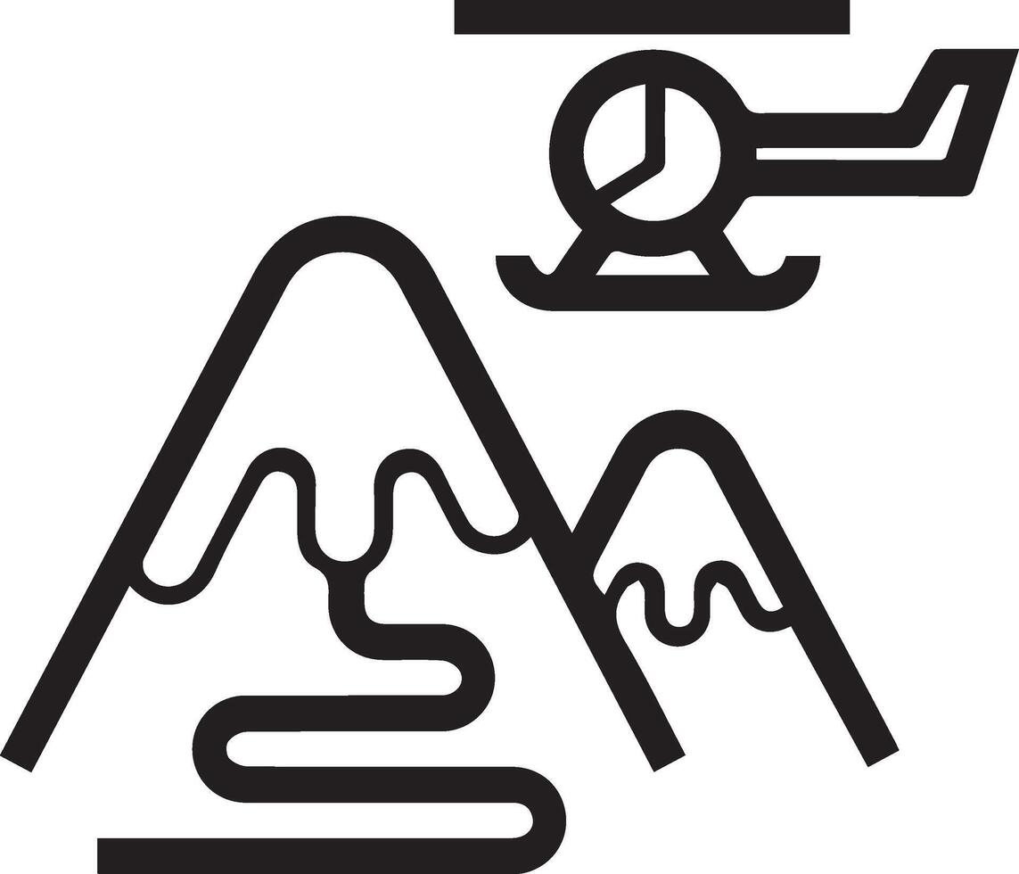 Helicopter and mountain icon illustration vector
