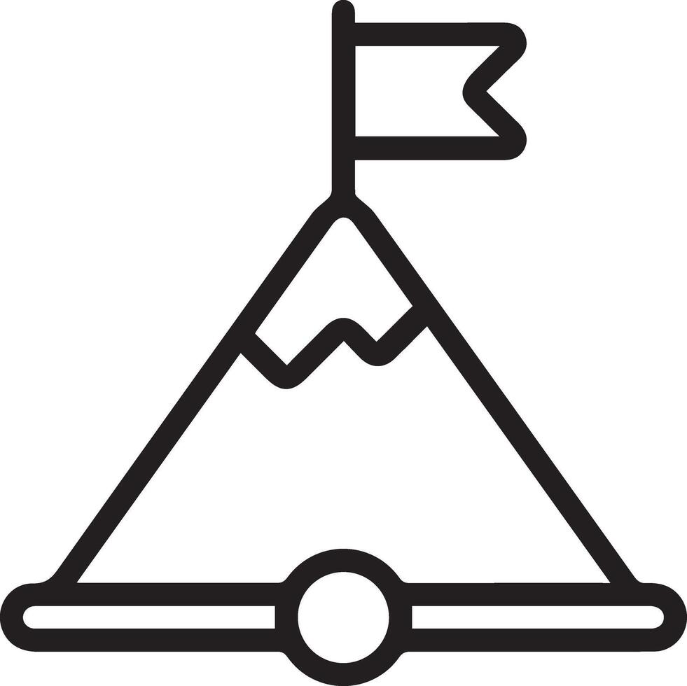 A mountain with a flag on top of it vector
