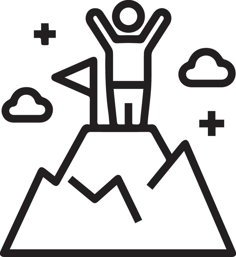 A man standing on top of a mountain with a flag vector