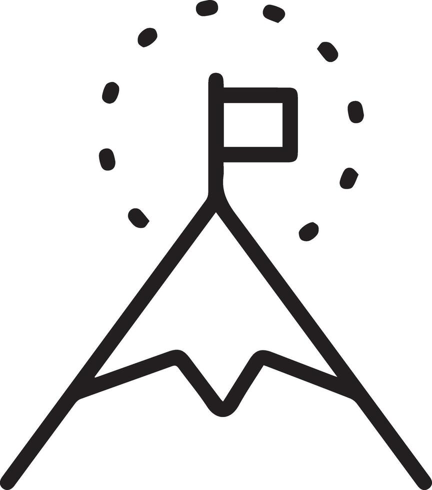A mountain with a flag on top vector
