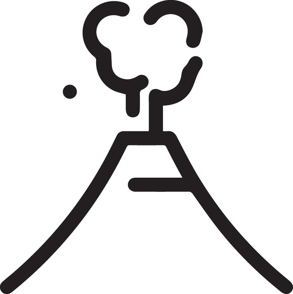 A black and white image of a volcano with smoke coming out of it vector