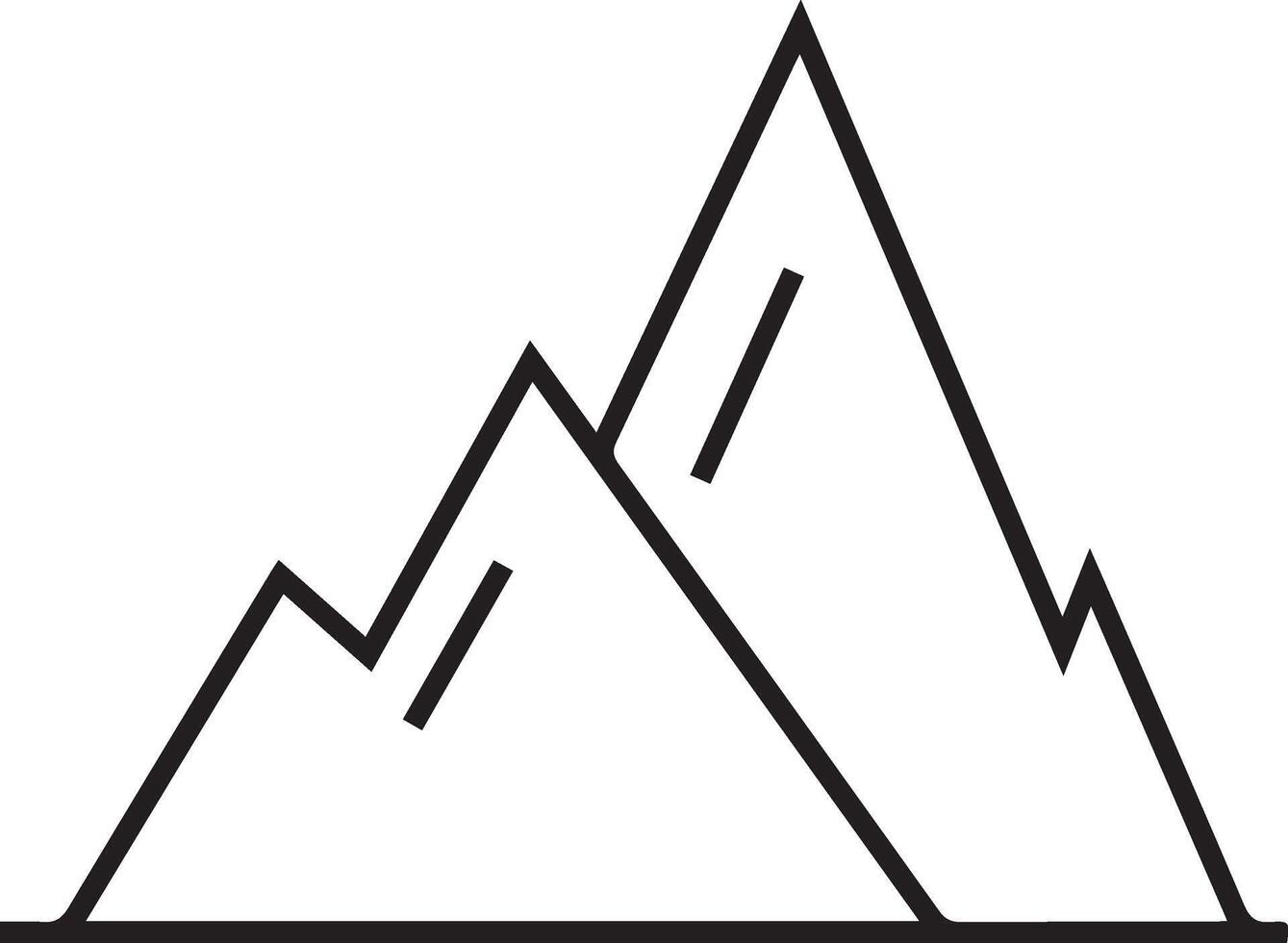 Mountain icon outline black and white clipart illustration vector