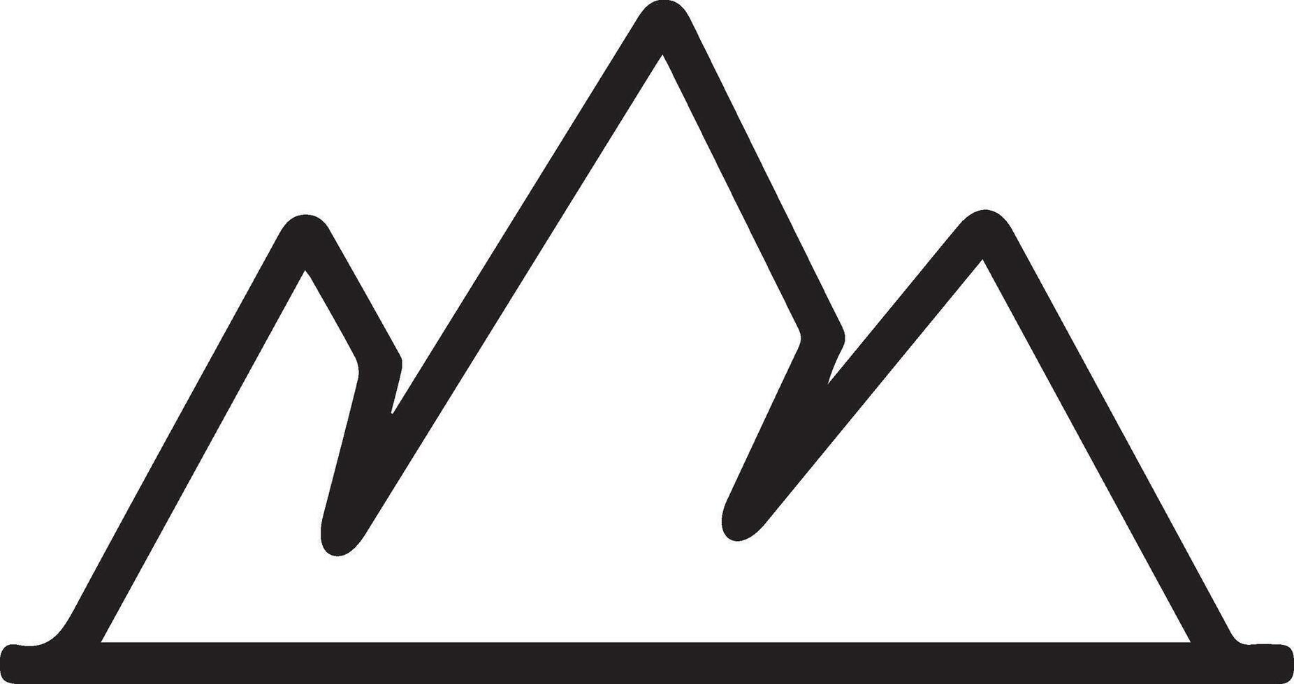 A mountain icon with a black outline vector