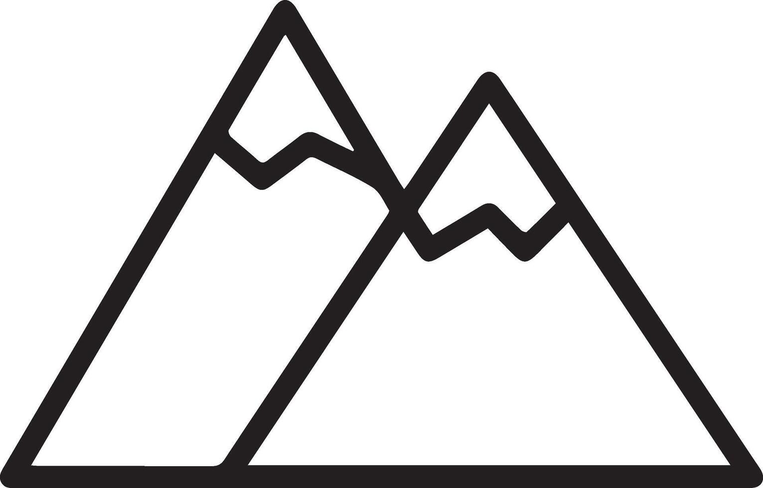 black and white Mountain clipart icon illustration vector