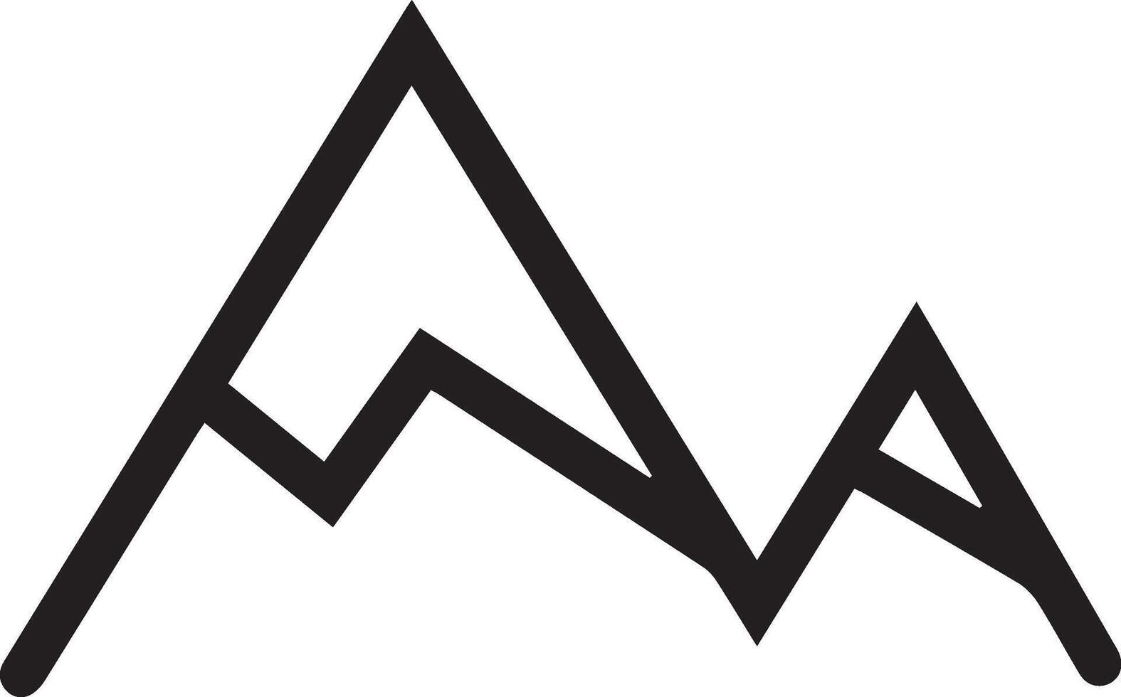 A black and white logo of a mountain with two peak vector