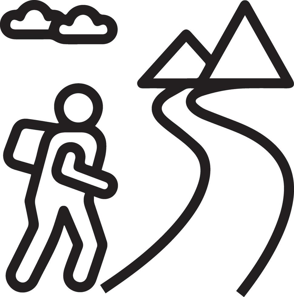 A man is walking along a path with mountains in the background vector