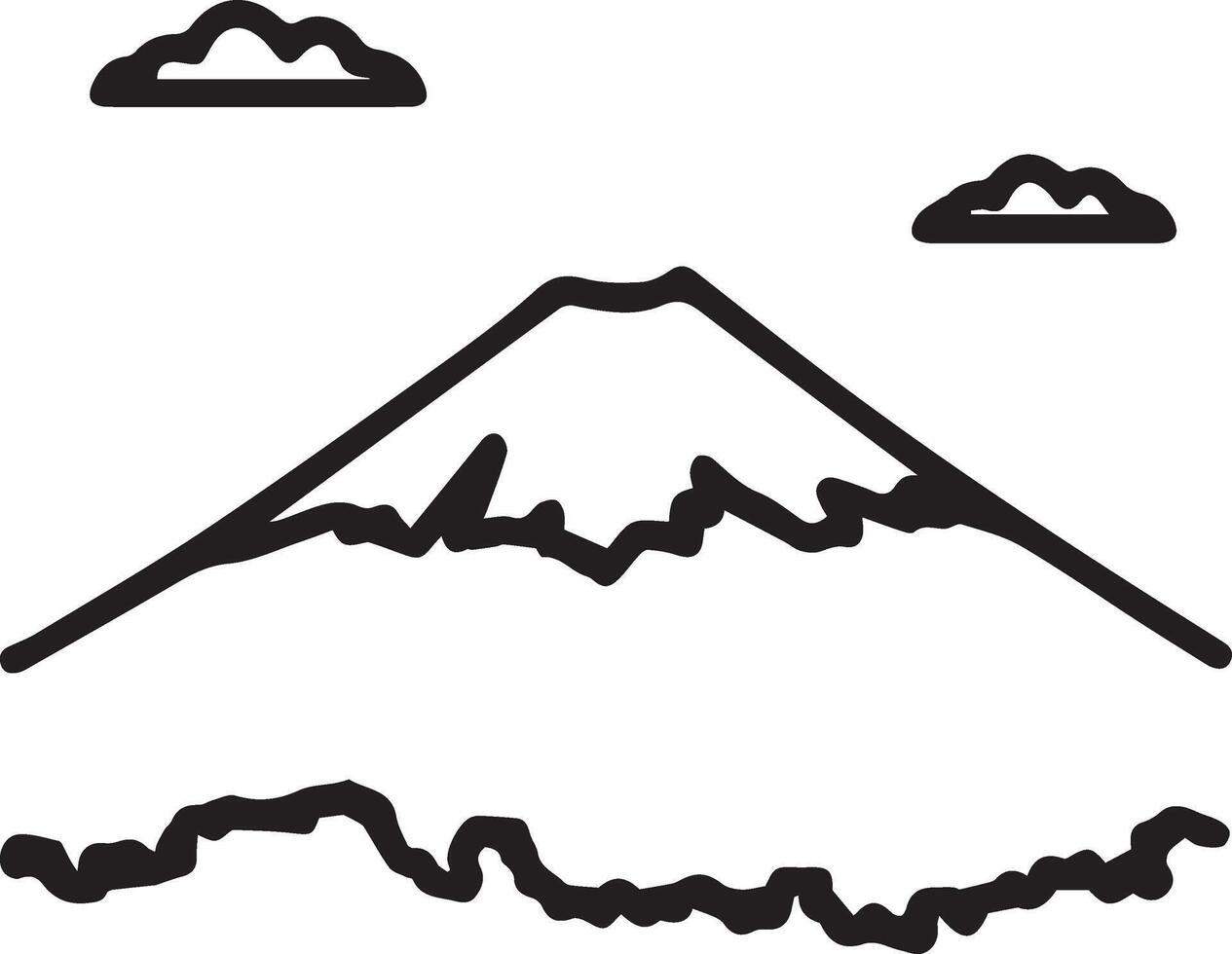 Mount fuji icon clipart illustration black and white vector