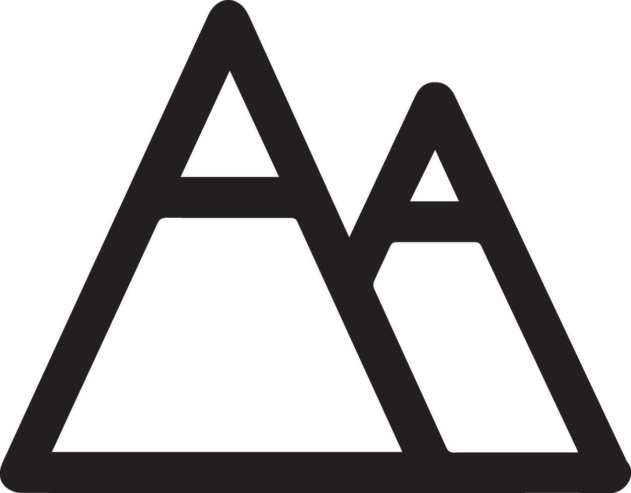 A black and white logo of two mountains vector