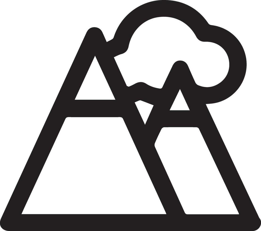 A black and white mountain icon vector