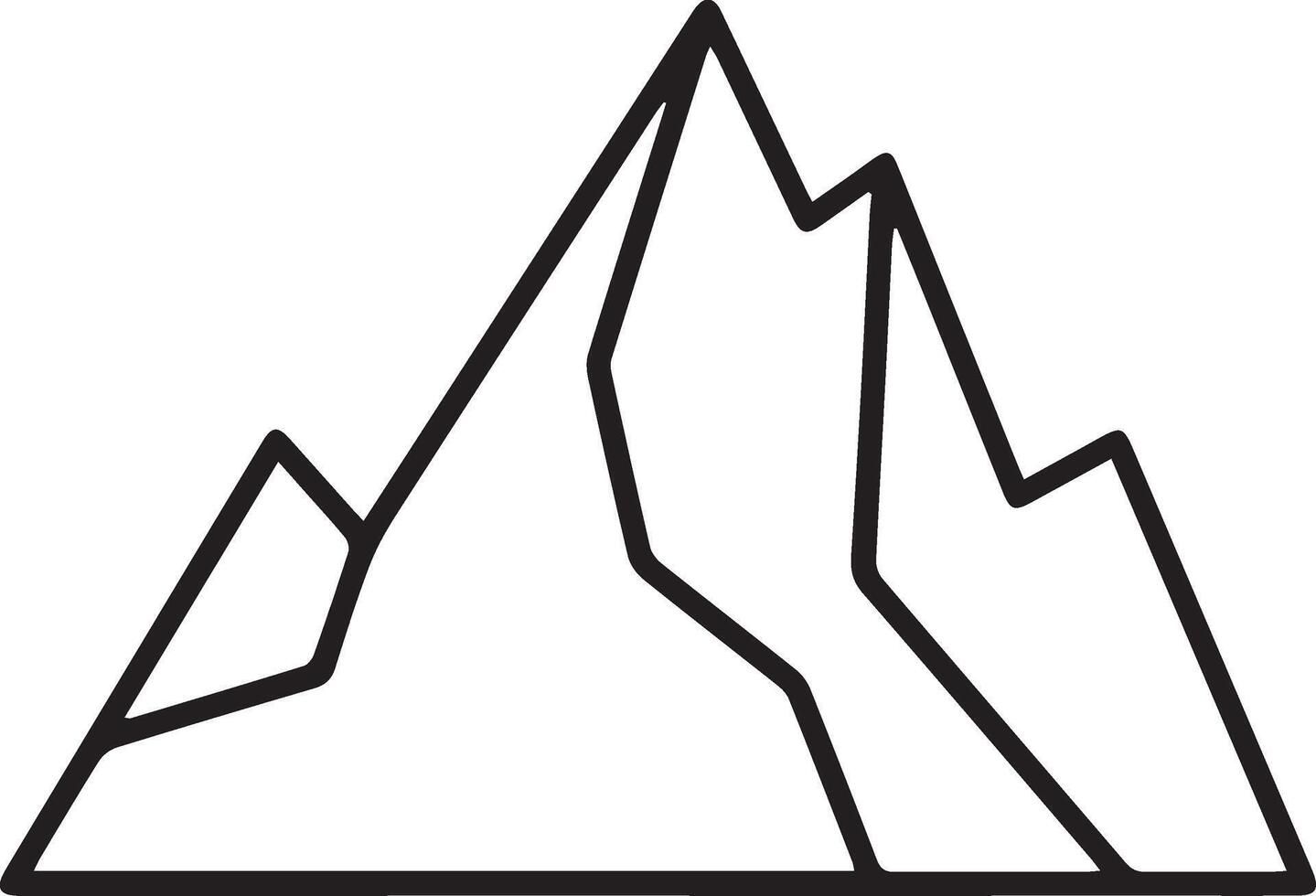 A mountain range is shown in a line drawing vector