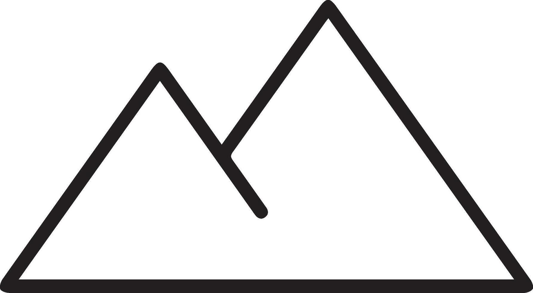 A mountain icon with a black outline vector