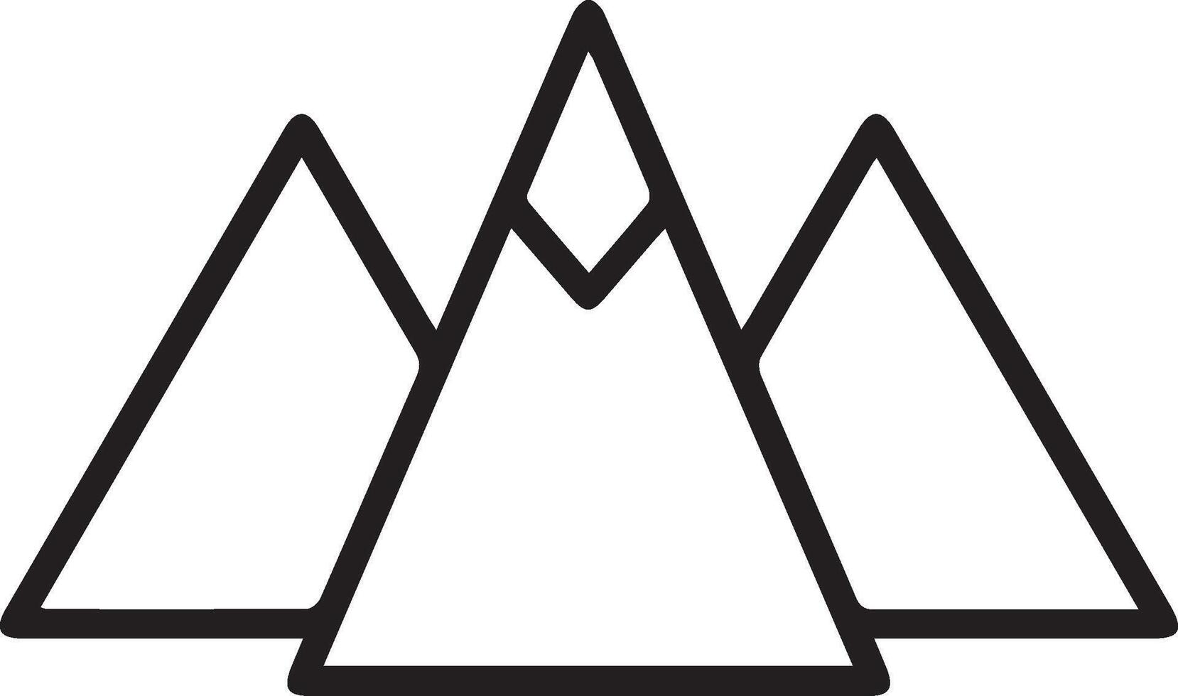 A mountain icon with three peaks vector