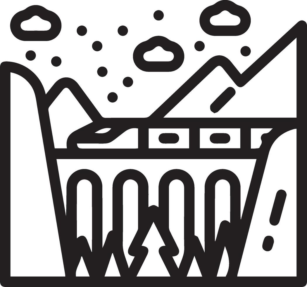 A black and white illustration of a mountain range vector