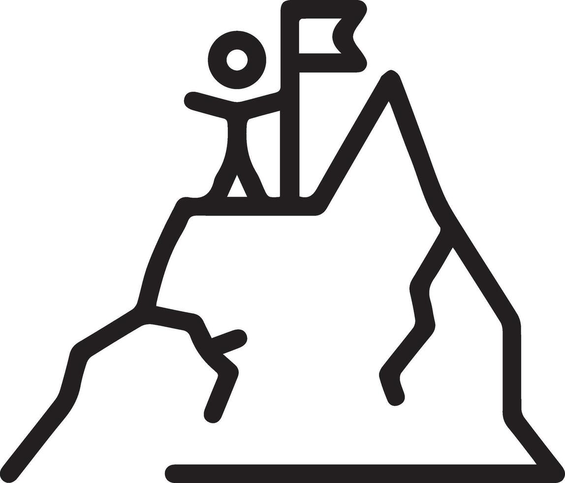A man standing on top of a mountain with a flag vector