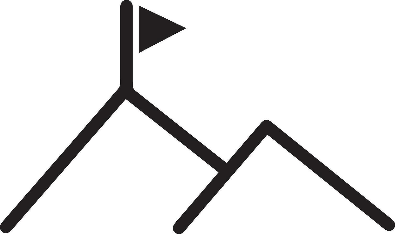 A black and white mountain with a flag on top vector