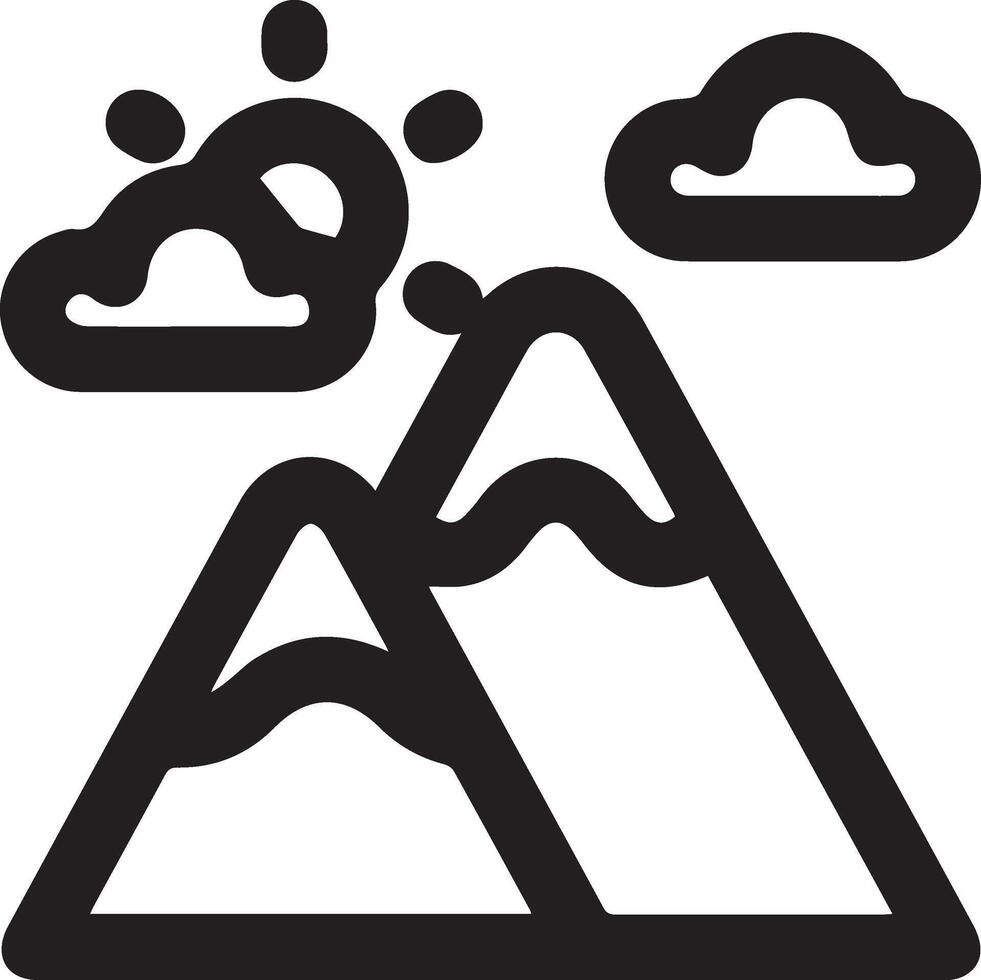 Mountains and sun icon clip art illustration vector