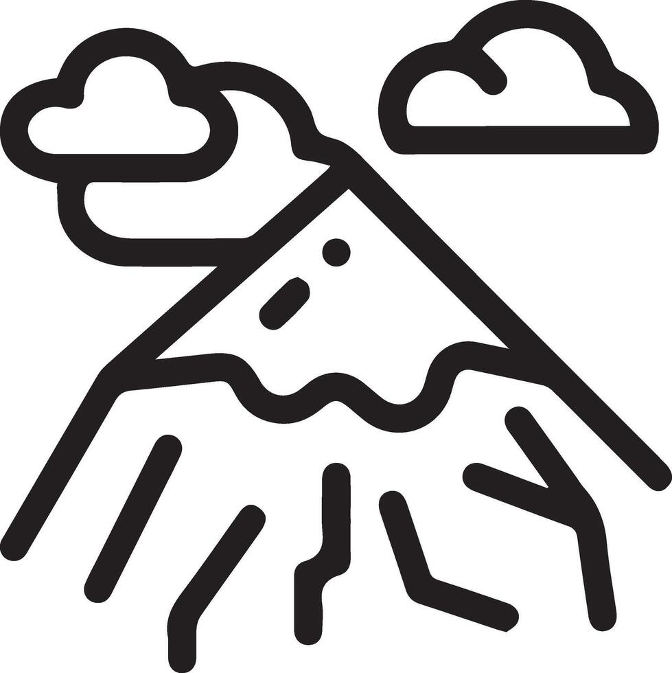 A black and white illustration of a mountain with clouds vector