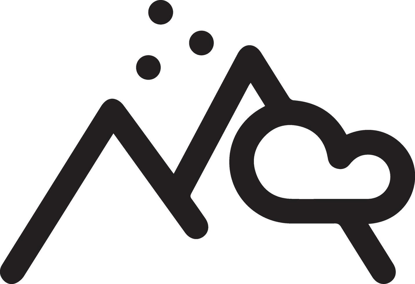 A black and white logo with a mountain and heart vector