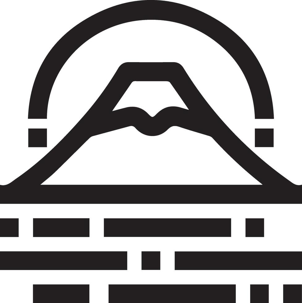 a fuji mountain logo outline black and white design illustration vector