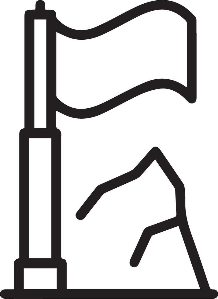 A black and white illustration of a flag on a mountain vector