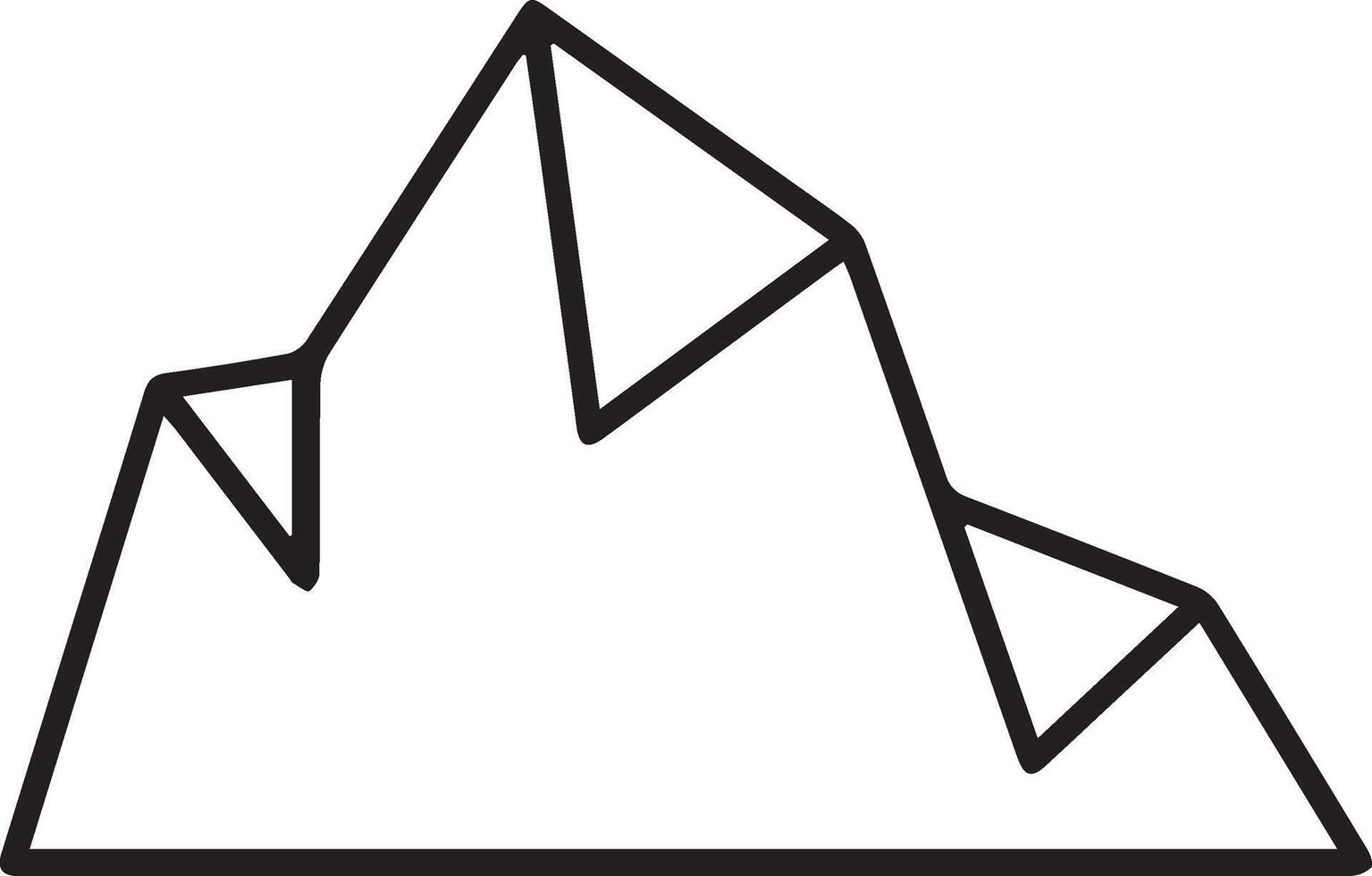 A mountain icon with a line drawing of a mountain vector
