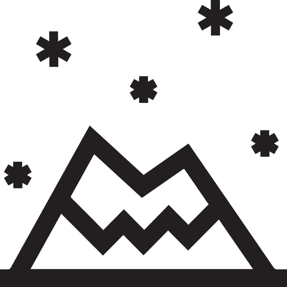 A black and white mountain with snowflakes vector