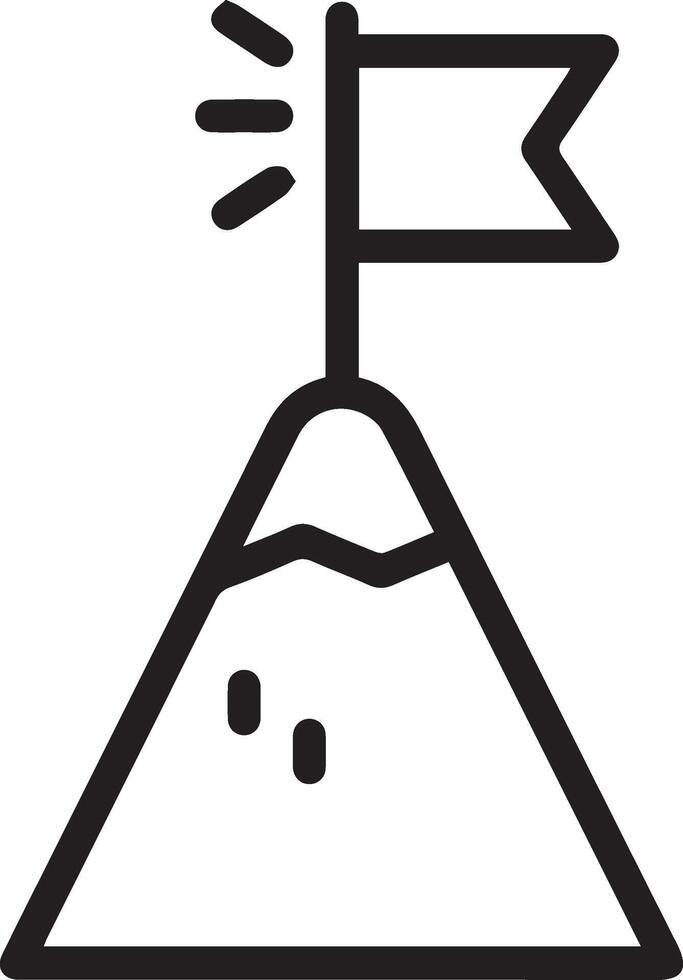 A mountain with a flag on top of it vector