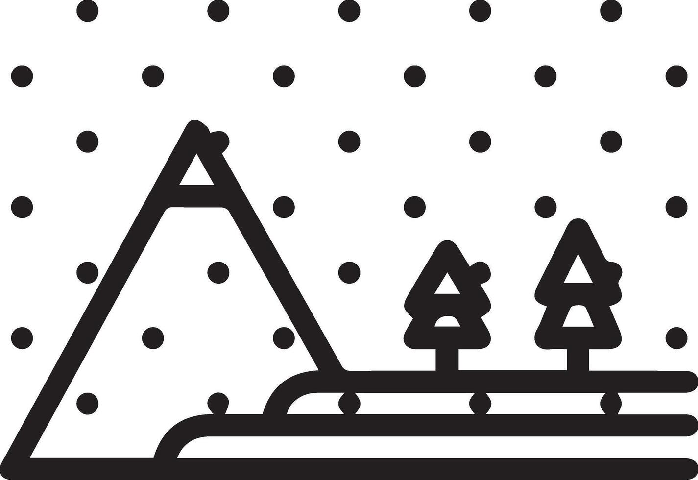 A black and white illustration of a mountain with trees vector