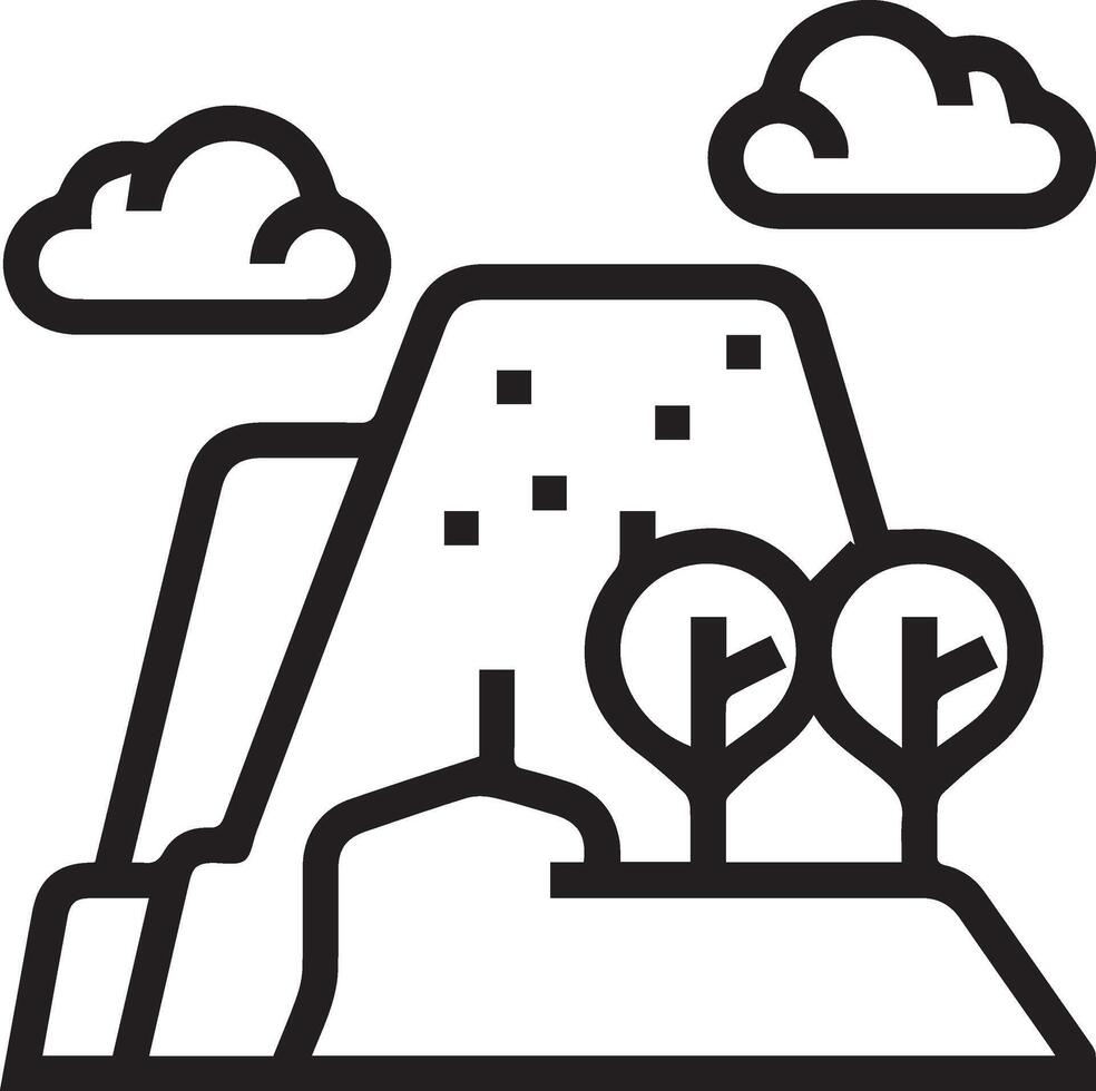 A mountain with trees and clouds vector