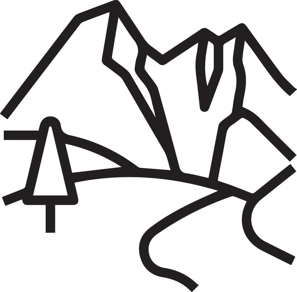 A mountain landscape with a road and a tree vector