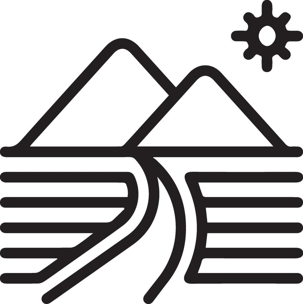 A black and white image of a mountain with a road vector