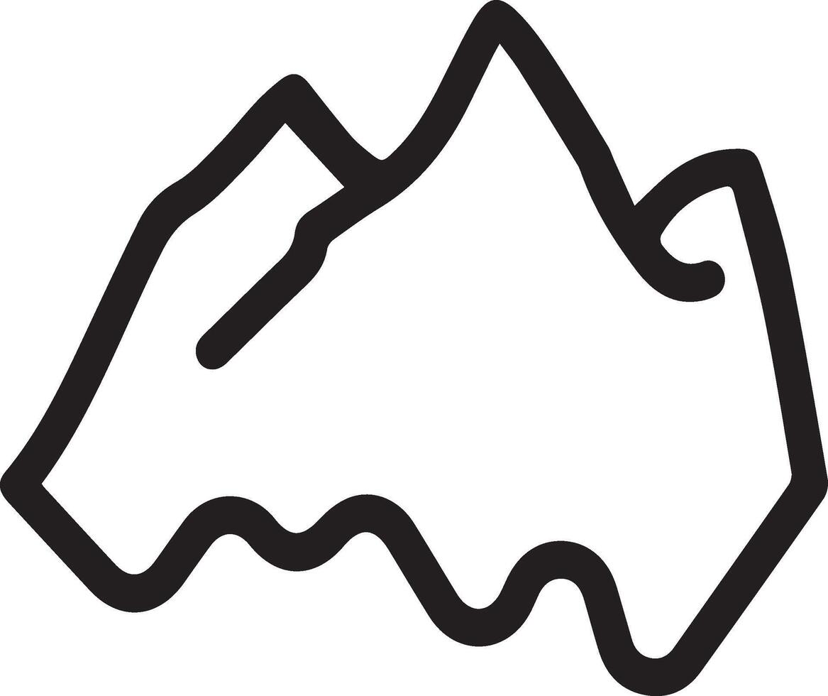 A black and white line drawing of a mountain vector